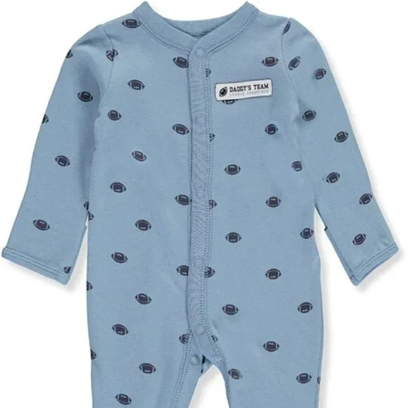 Carters Baby Boy Football Cotton Snap-Up Sleep & Play, Blue, Preemie - Picture 1 of 3